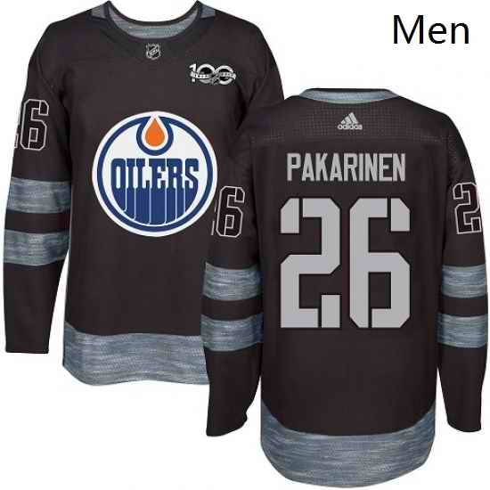 Mens Adidas Edmonton Oilers 26 Iiro Pakarinen Authentic Black 1917 2017 100th Anniversary NHL Jersey